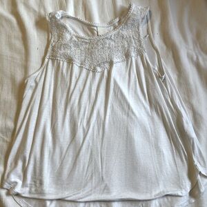 White tank top with lace accent